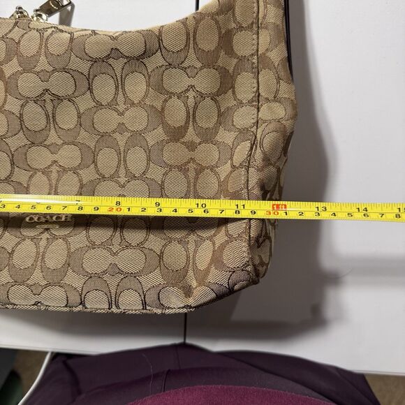 Coach Beige Signature Canvas Convertible Celeste Hobo Medium Size Brown Gold - Picture 11 of 15